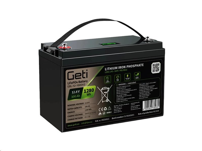 Baterie LiFePO4 12,8V 100Ah GETI GBL-12-100DV2 Displej Baterie LiFePO4 12,8V 100Ah GETI GBL-12-100DV2 Displej