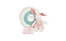 Doudou Dárková sada - Plyšový Ecru králiček s růžovou dečkou z  BIO bavlny 22 cm 