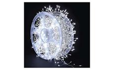 LED nano řetěz na cívce, stříbrný, 19,2 m, venkovní i vnitřní, studená bílá, časovač