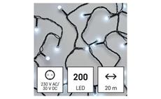 LED vánoční cherry řetěz – kuličky, 20 m, venkovní i vnitřní, studená bílá, programy