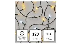 LED vánoční řetěz, 12 m, venkovní i vnitřní, teplá/studená bílá, časovač
