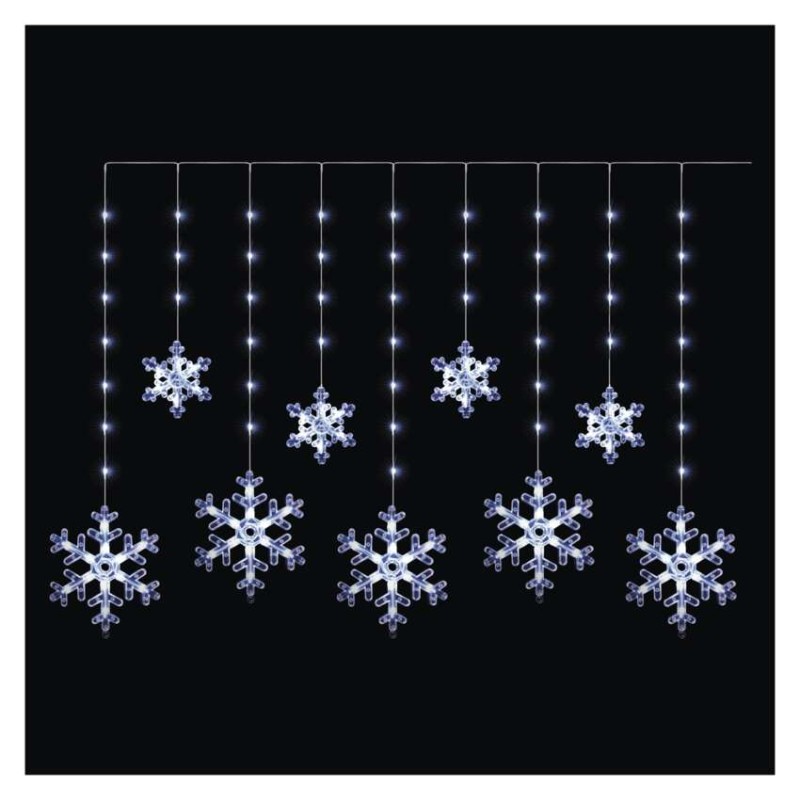 LED vánoční závěs – vločky, 160x95 cm, venkovní i vnitřní, studená bílá, časovač LED vánoční závěs – vločky, 160x95 cm, venkovní i vnitřní, studená bílá, časovač