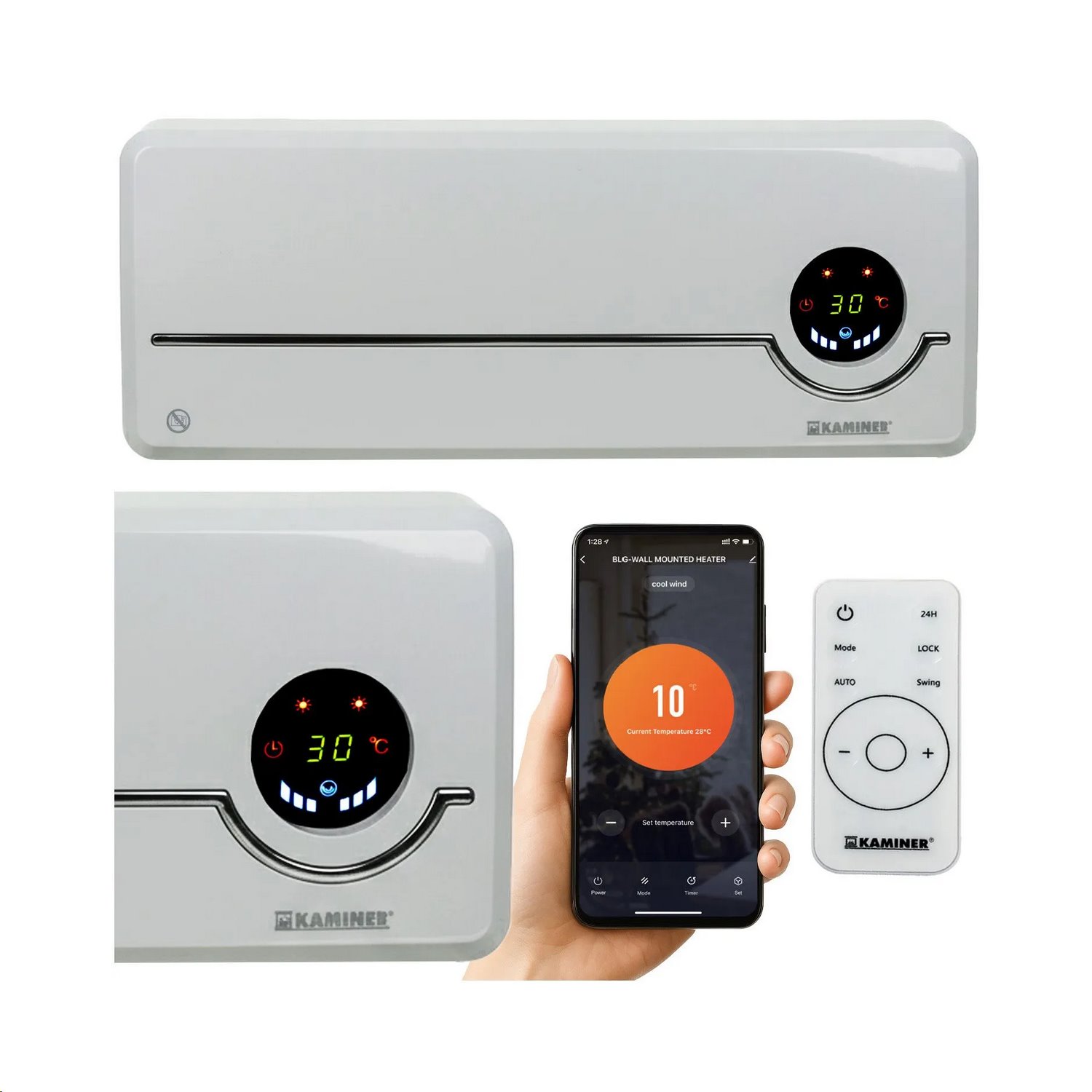 Nástěnné keramické topidlo Airo Kaminer 26389 s Wi-Fi a dálkovým ovládáním Nástěnné keramické topidlo Airo Kaminer 26389 s Wi-Fi a dálkovým ovládáním