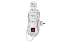 Prodlužovací kabel EMOS P1415 / 5 m / 4 zásuvky / s vypínačem / bílý / PVC / 1 mm2