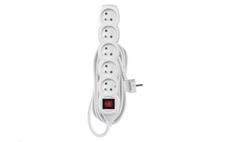 Prodlužovací kabel EMOS P1515 / 5 m / 5 zásuvek / s vypínačem / bílý / PVC / 1 mm2