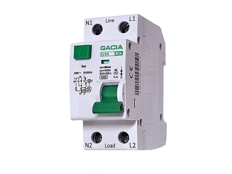 Proudový chránič GACIA SL6N typ AC /B20A/30mA/1P+N/4.5kA (s nadproudovou ochranou RCBO) Proudový chránič GACIA SL6N typ AC /B20A/30mA/1P+N/4.5kA (s nadproudovou ochranou RCBO)