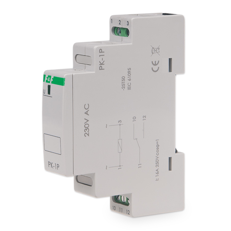 Relé elektromagnetické F&F PK-1P/230, 1× NO/NC, 230V, 16A, na DIN lištu Relé elektromagnetické F&F PK-1P/230, 1× NO/NC, 230V, 16A, na DIN lištu