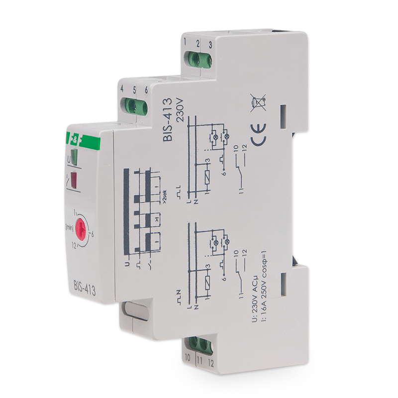 Relé impulzní bistabilní s časovým spínáním F&F BIS-413/230 na DIN Relé impulzní bistabilní s časovým spínáním F&F BIS-413/230 na DIN