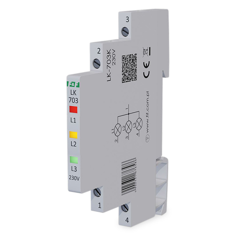 Signalizace třífázová F&F LK-703K/230V na DIN lištu Signalizace třífázová F&F LK-703K/230V na DIN lištu