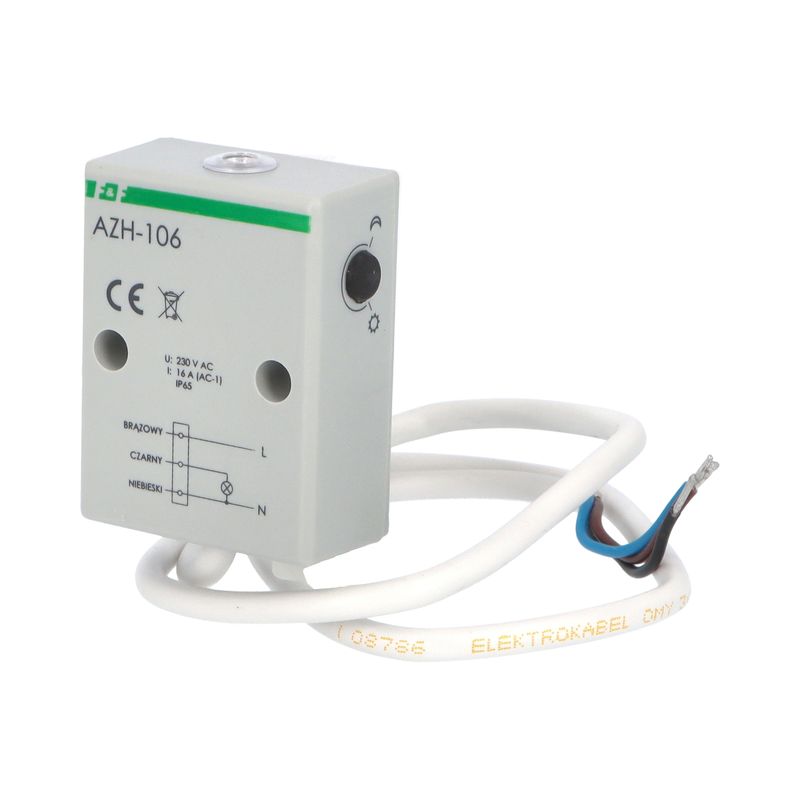 Spínač soumrakový F&F AZH-106 2-1000lux, 16A, 230V, IP65, šedý, na povrch Spínač soumrakový F&F AZH-106 2-1000lux, 16A, 230V, IP65, šedý, na povrch