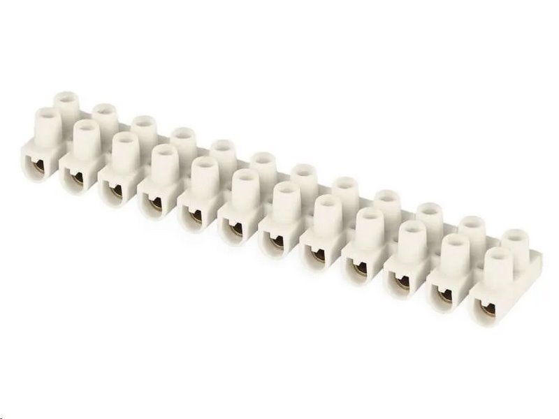 Šroubová svorkovnice 12× 6–10 mm2, 450 V, bílá, EMOS A4103 Šroubová svorkovnice 12× 6–10 mm2, 450 V, bílá, EMOS A4103