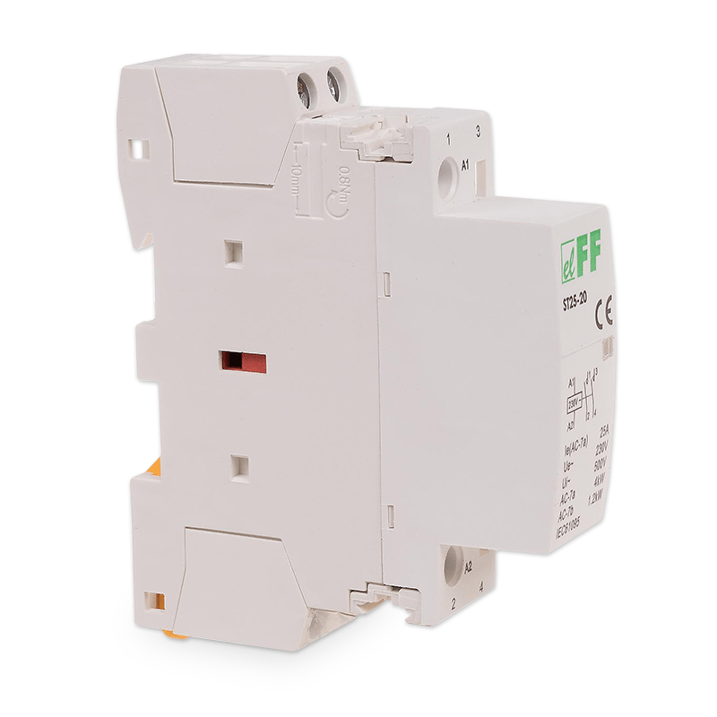 Stykač F&F ST25-20 1F 25A, 2xNO, 230V, na DIN lištu Stykač F&F ST25-20 1F 25A, 2xNO, 230V, na DIN lištu