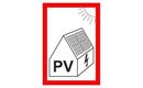 Symbol PV na fotovoltaiku 60x85 mm UV lamino - lesklé