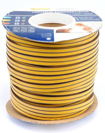 Těsnění do oken a dveří samolepící 9x5,5mm TYP P hnědé 100M Těsnění do oken a dveří samolepící 9x5,5mm TYP P hnědé 100M