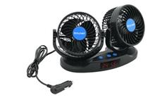 Ventilátor MITCHELL DUO 2x130mm 12V na palubní desku s teploměrem