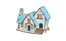 Woodcraft Dřevěné 3D puzzle Modrý dům 